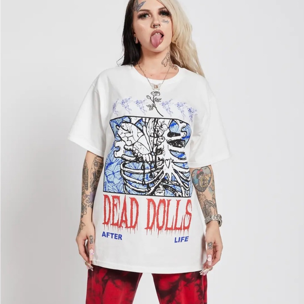 Dead Dolls NEW U Give Me Butterflies SS Graphic White T-Shirt